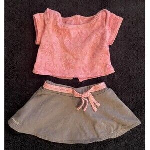American Girl Doll True Spirit Truly Me Meet Outfit Skirt & Shirt Pink Gray GUC